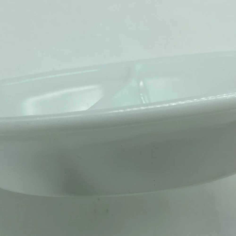 Glasbake Divided Milk Glass Oval Relish Dish Vintage MCM Rustic Farmhouse Retro